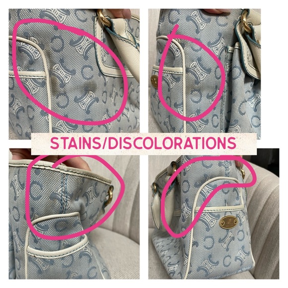 CELINE Blue Ivory Monogram Tote Bag - Picture 8 of 14